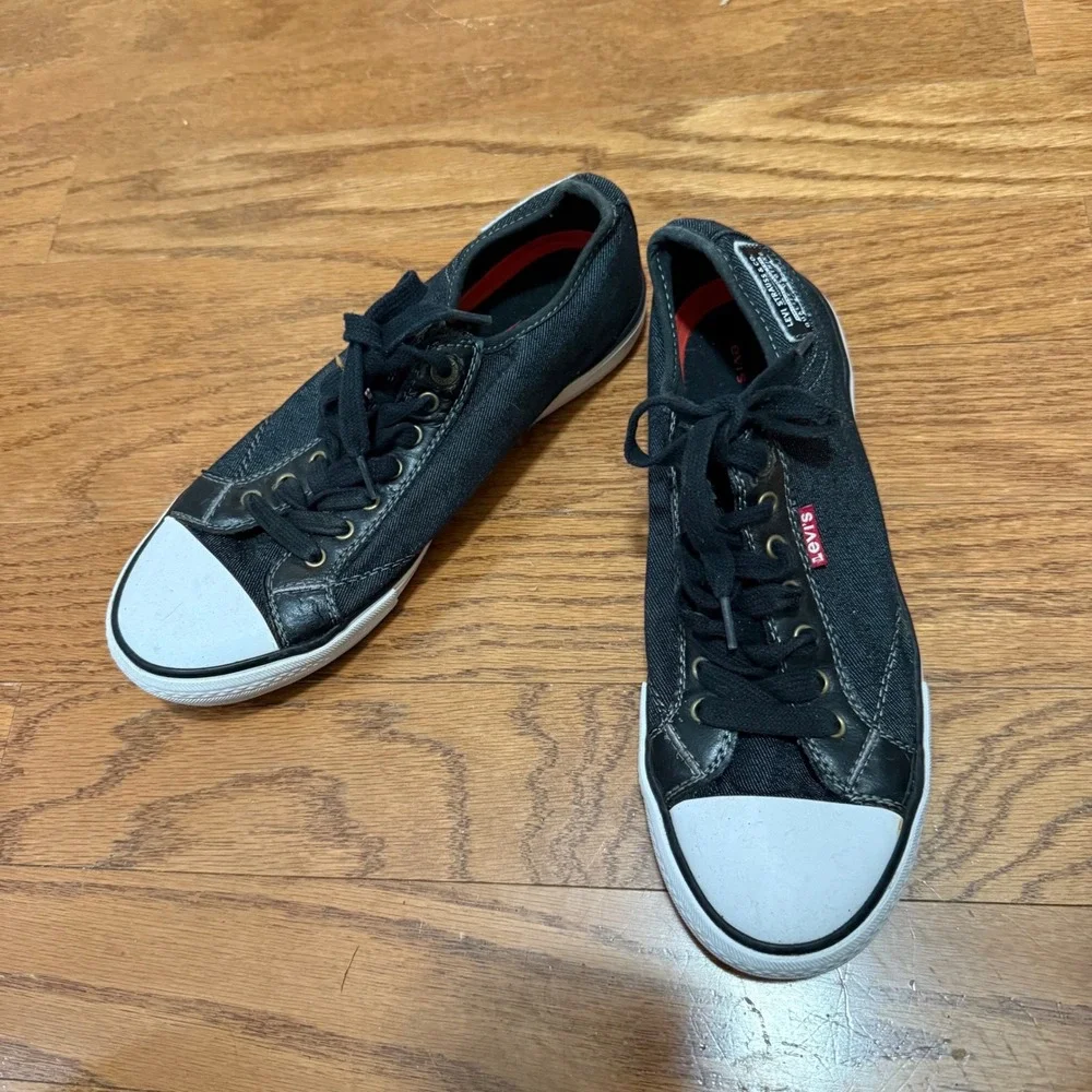 Levi's Stan Buck Black Denim‎ Canvas Low Top Lace Up Sneakers Men's 8